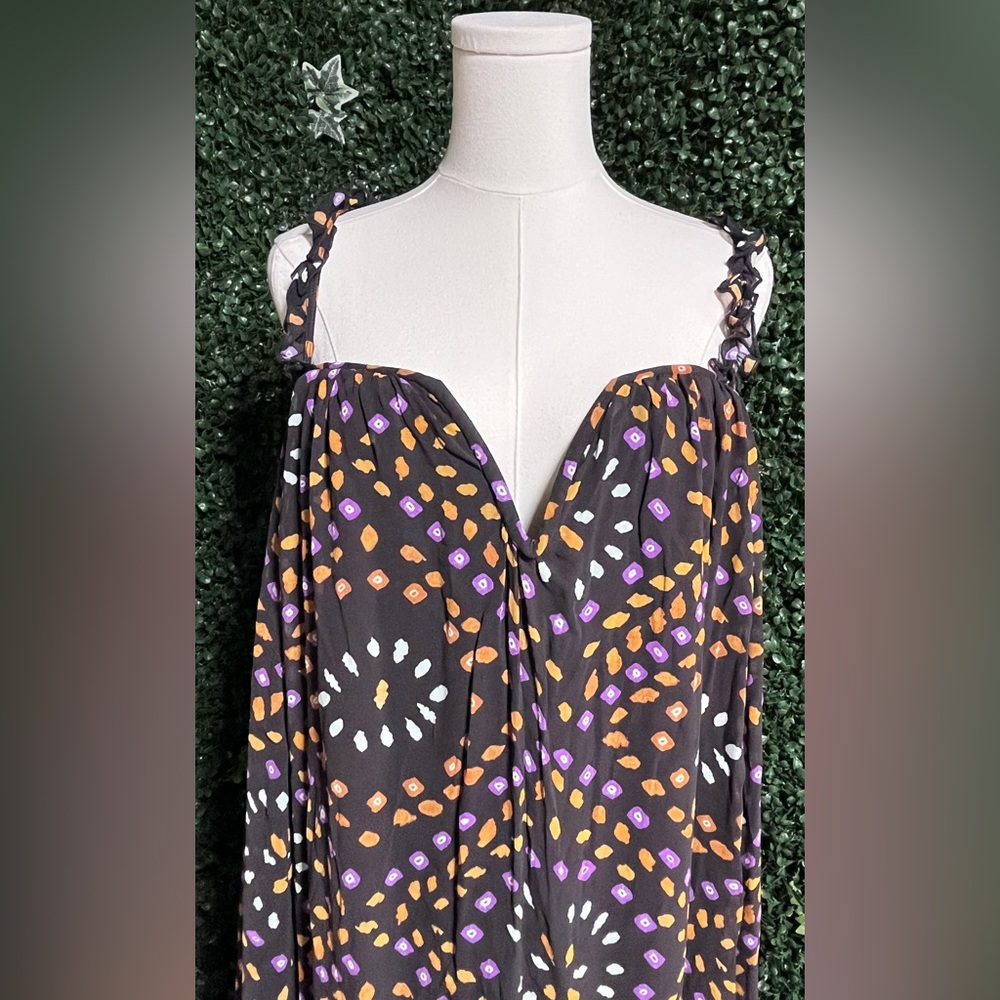 Anthropologie Sleeveless Chiffon Printed Midi Dress with Multicolor Dot Motif - Picture 5 of 15